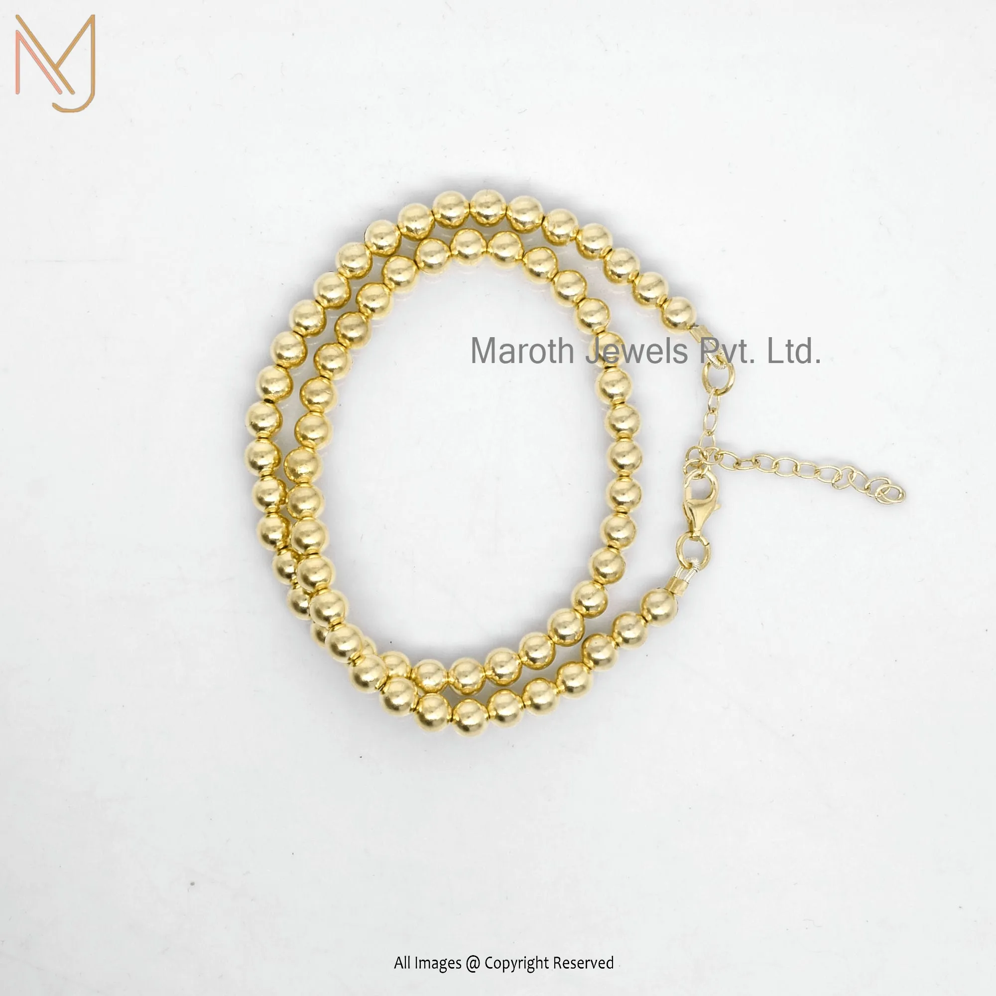 Wholesale 14K Yellow Gold Beads Chain Necklace Handmade Jewelry