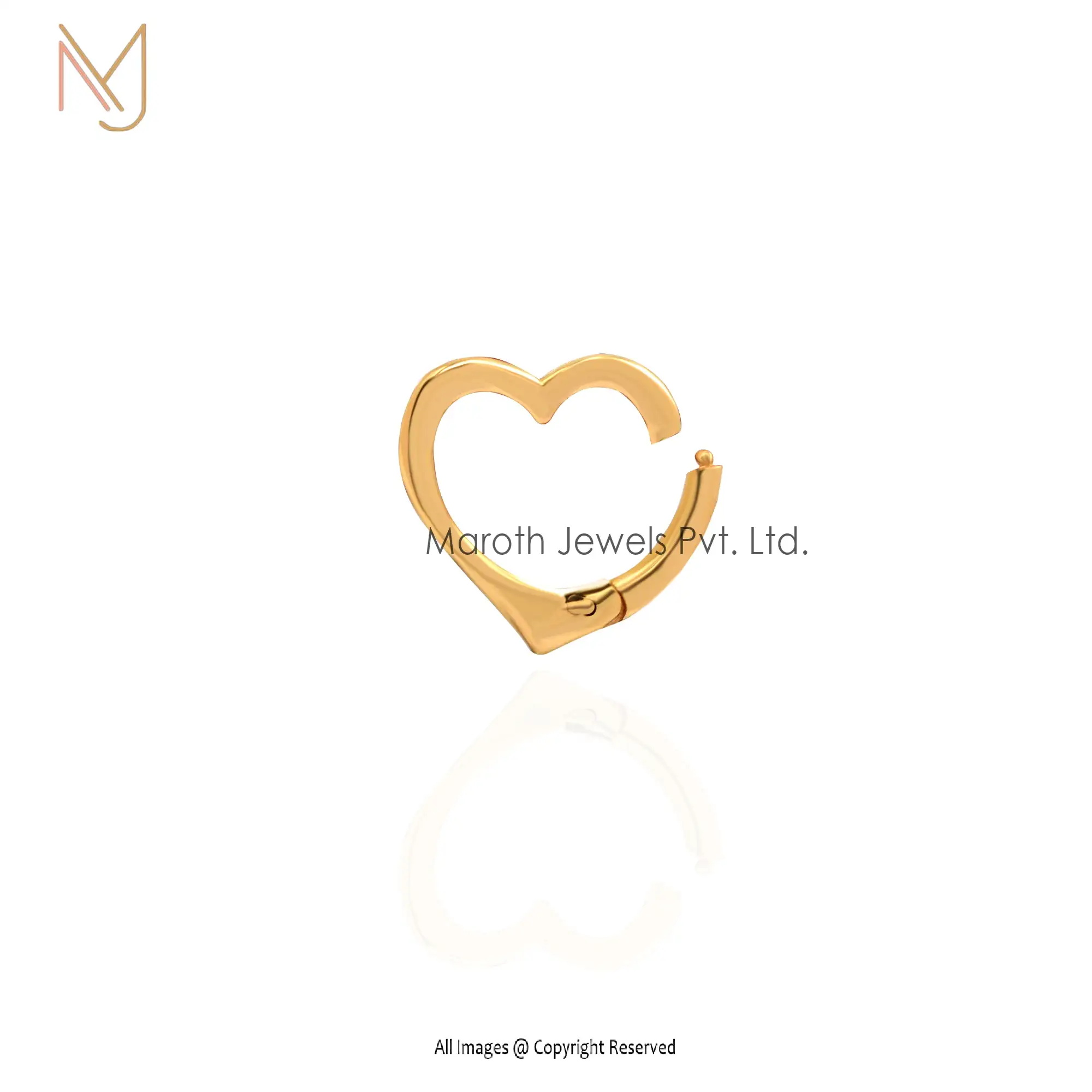 14K Yellow Gold Heart Charm Holder Pendant Manufacturer