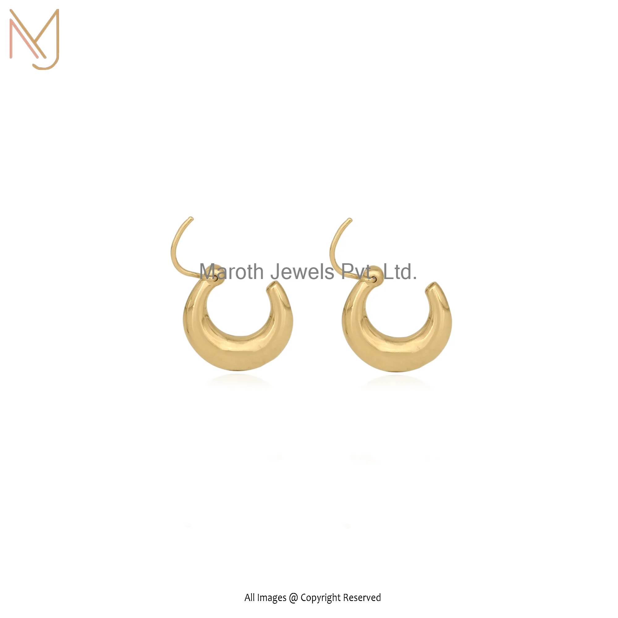 14K Solid Yellow Gold Hoop Earrings Jewelry Manufacturer