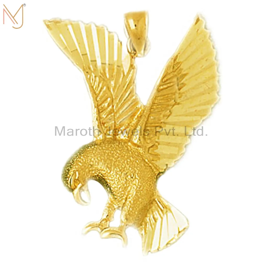 925 Silver Yellow Gold Plated Vermeil Eagle Charm Pendant Jewelry Supplied