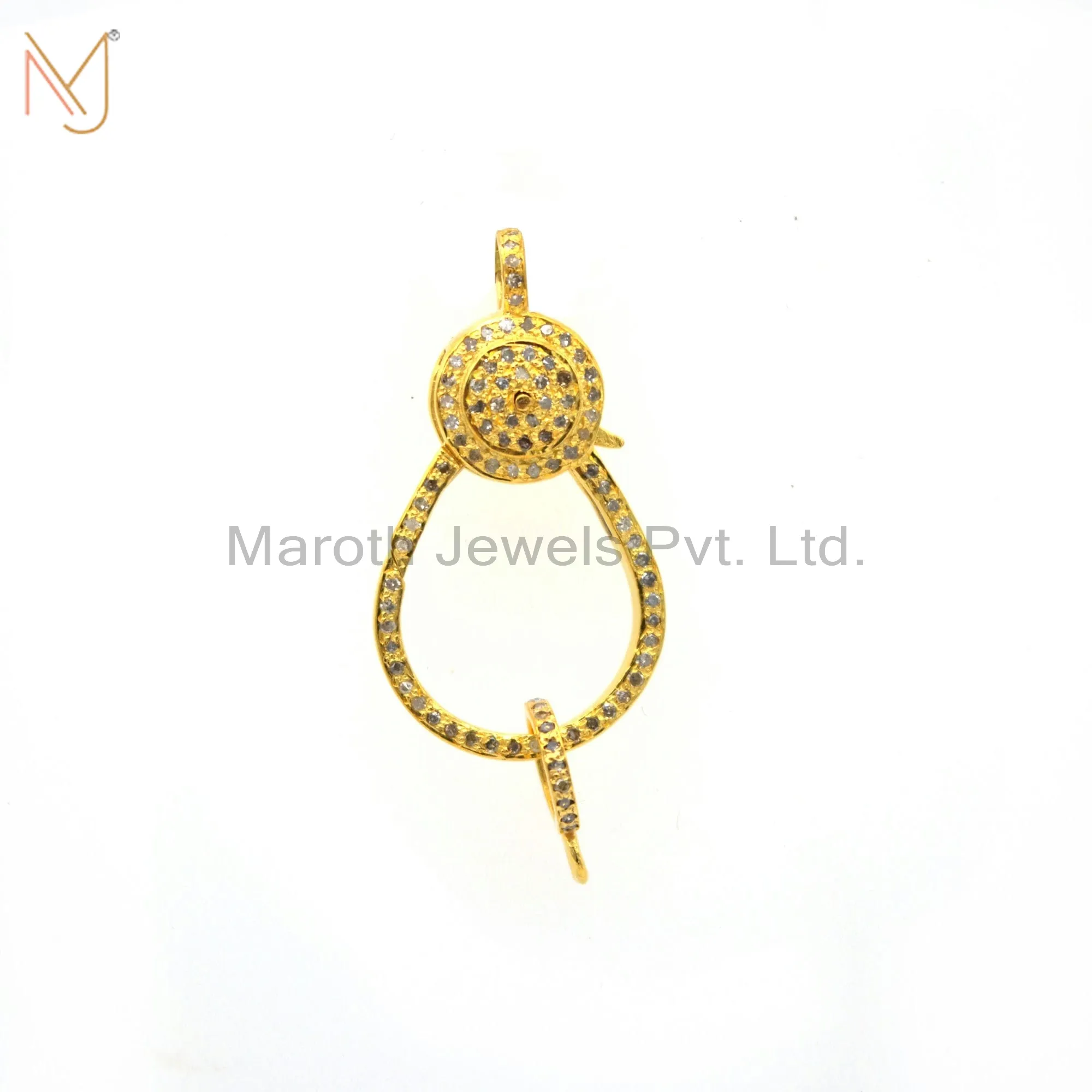 925 Sterling Silver Yellow Gold Pave Diamond Gold Plated Lobster Clasp Finding Jewelry Manufacturer