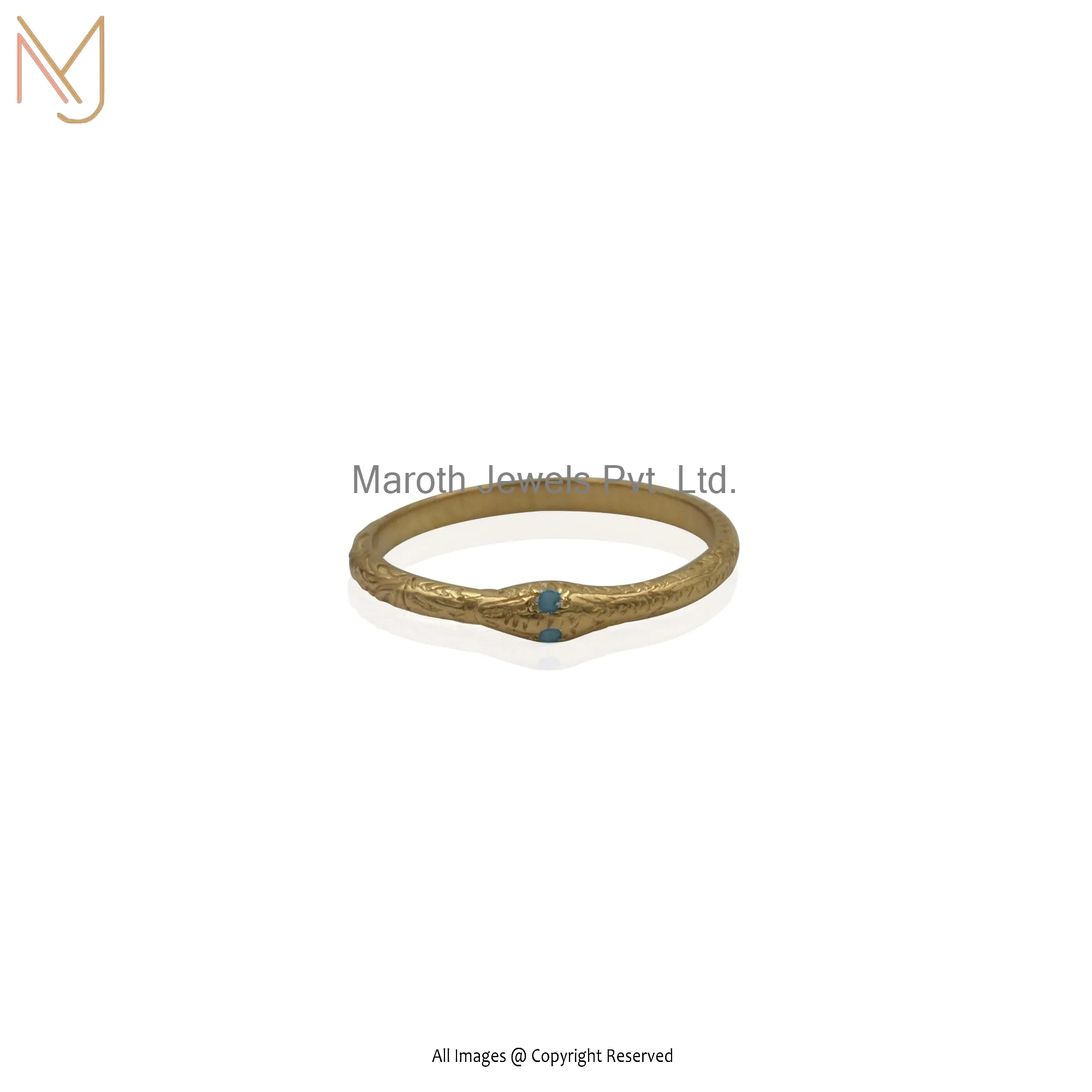 14K Yellow Gold Turquoise Ouroboros Snake Ring Manufacturer