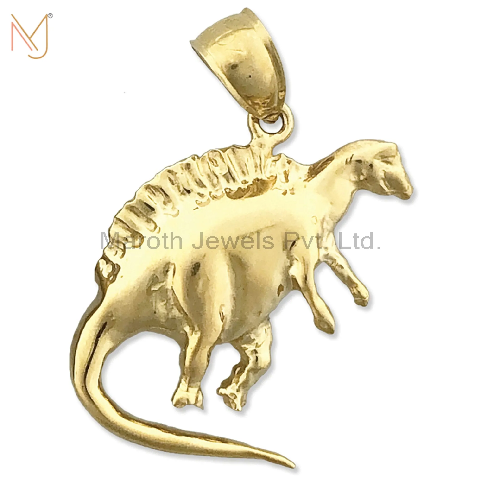 925 Silver Yellow Gold Plated Dinosaur Charm Pendant Jewelry Manufacturer