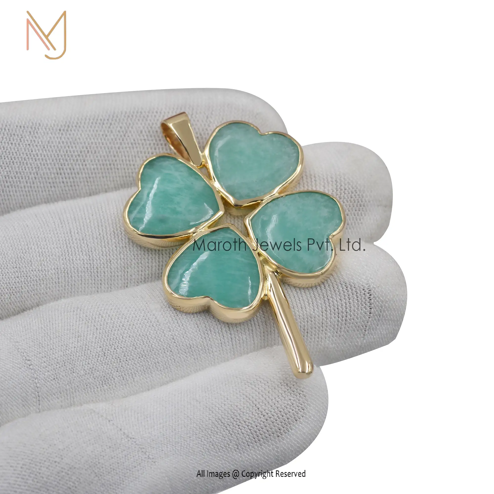 925 Silver Yellow Gold Flower Gemstone Pendant Handmade Jewelry Supplier