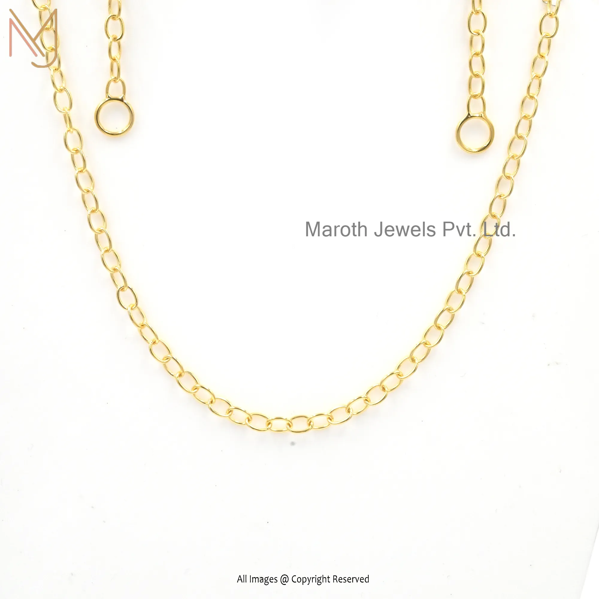 Private Label 925 Silver Yellow Gold Plated Oval Link Chain