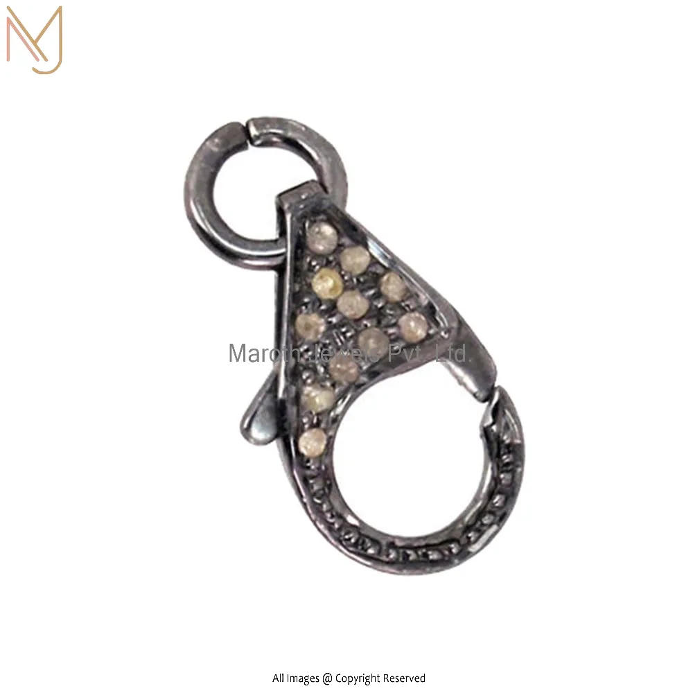 Wholesale 925 Sterling Silver Pave Diamond Lobster Clasp Antique Look Finding Jewelry