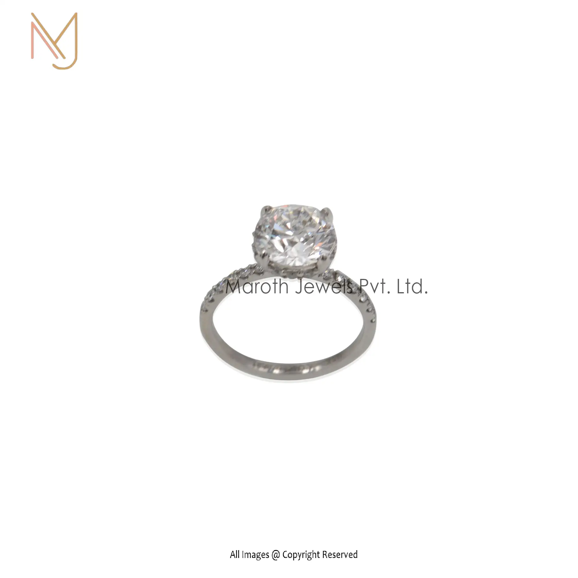 925 Silver Ring Round B>rilliant Cut 2ct Centre Stone E-F Colour VS1 Manufacturer