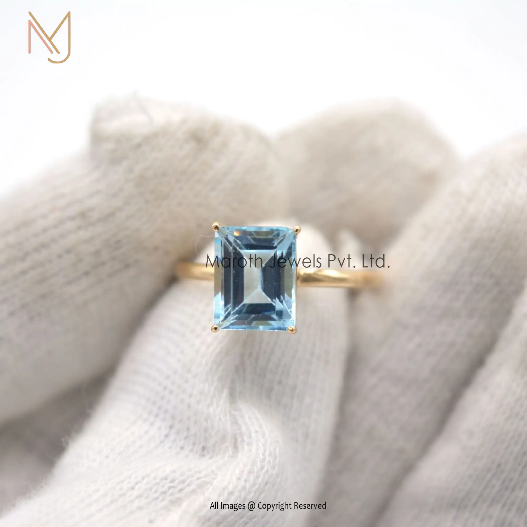 925 Silver Blue Topaz Band Ring Handmade Custom Jewelry