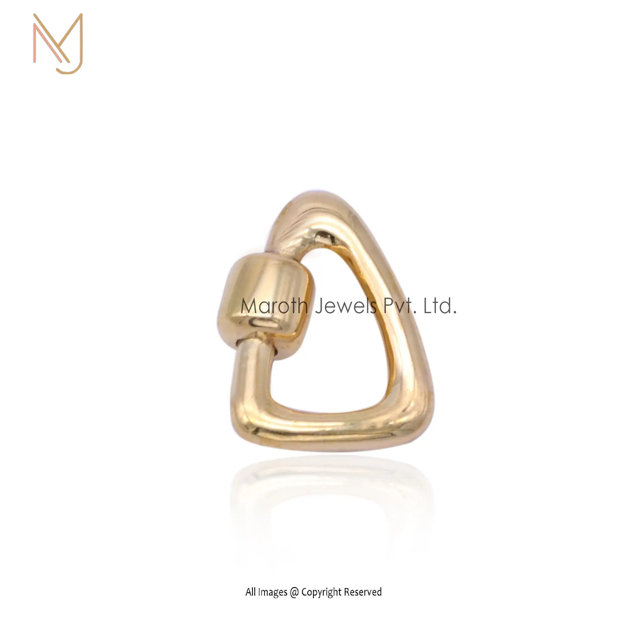 Wholesale 14k Yellow Gold Triangle Carabiner Lock