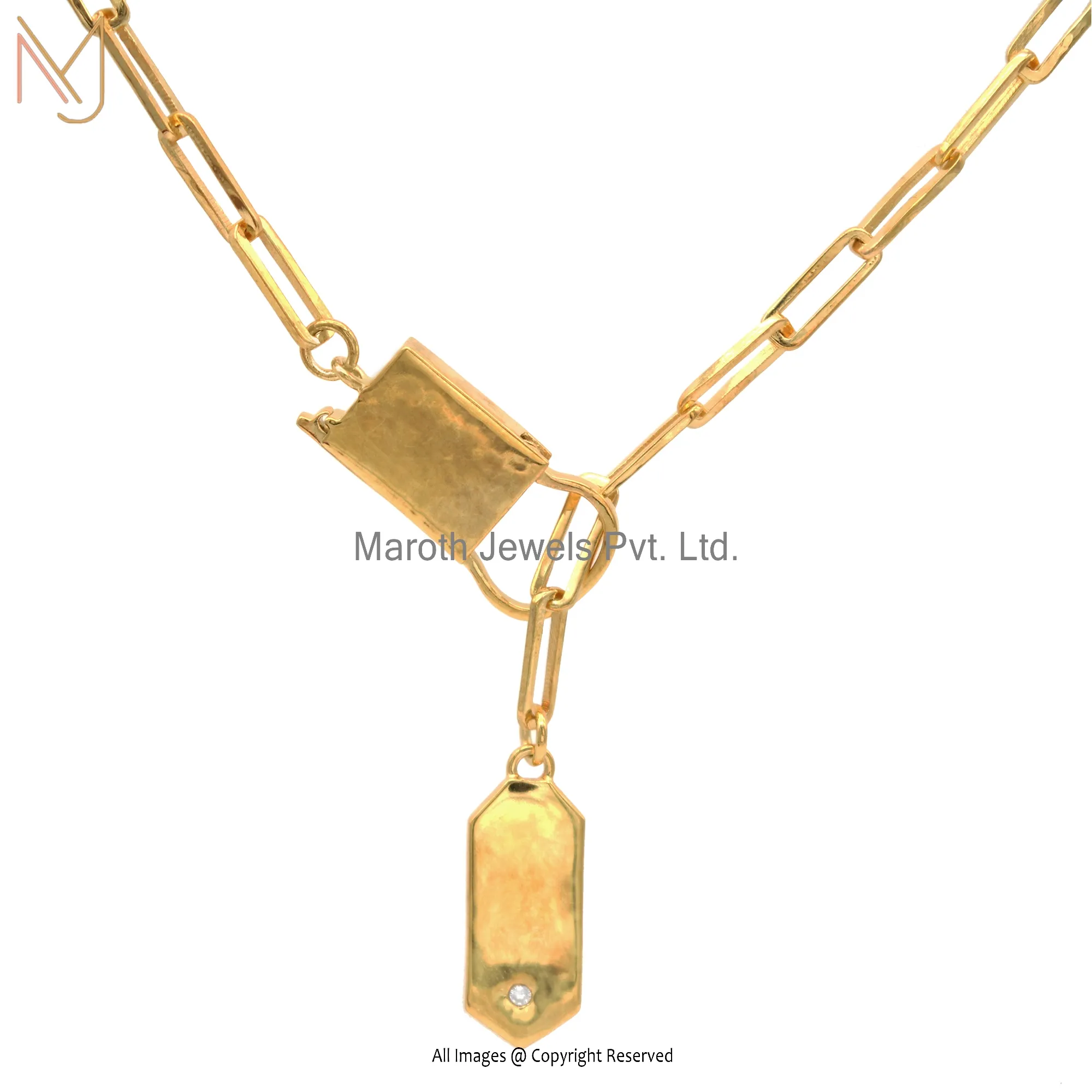 925 Silver Yellow Gold Plated Chain Necklace Jewelry Manufacturer