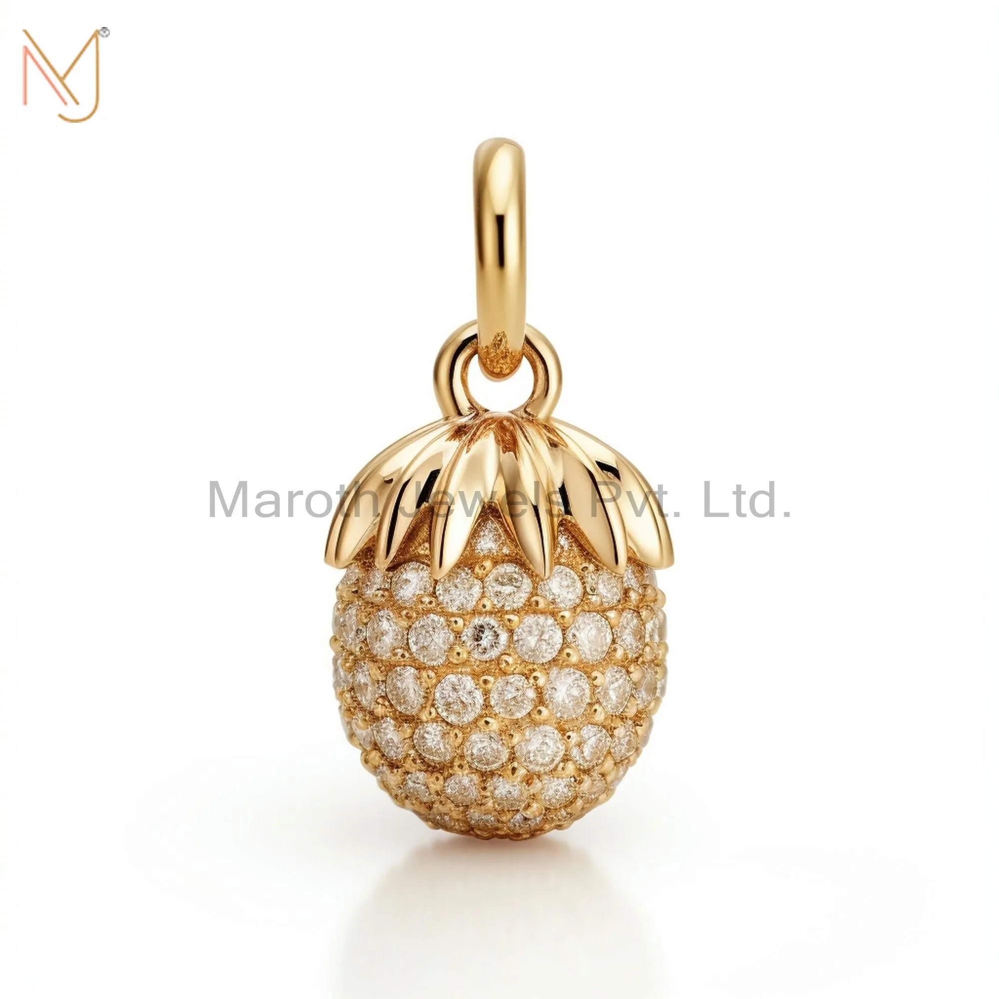 925 Sterling Silver Yellow Gold Plated Moissanite Pineapple Pendant Jewelry Manufacturer