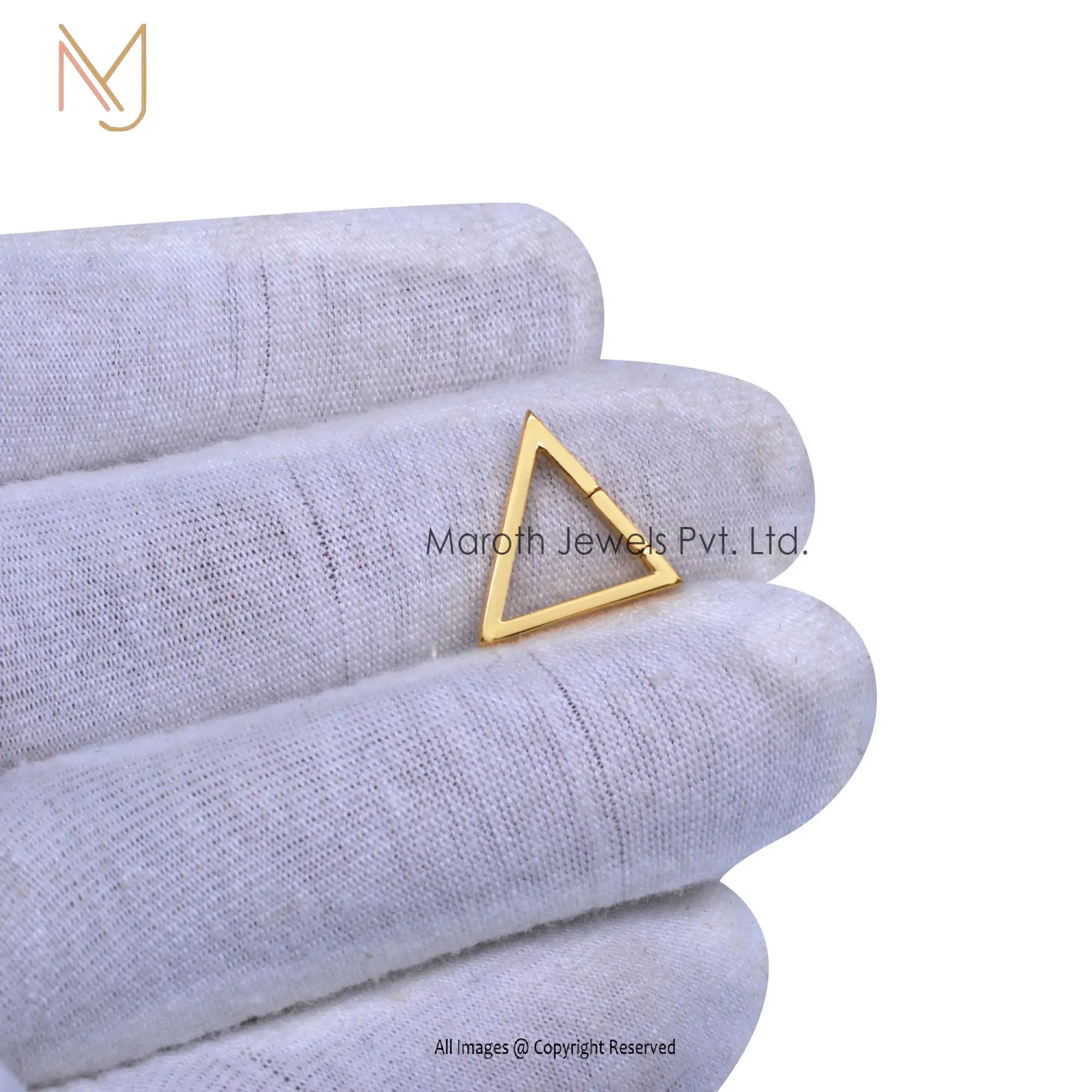 14K Yellow Gold Triangle Charm Holder Pendant Manufacturer