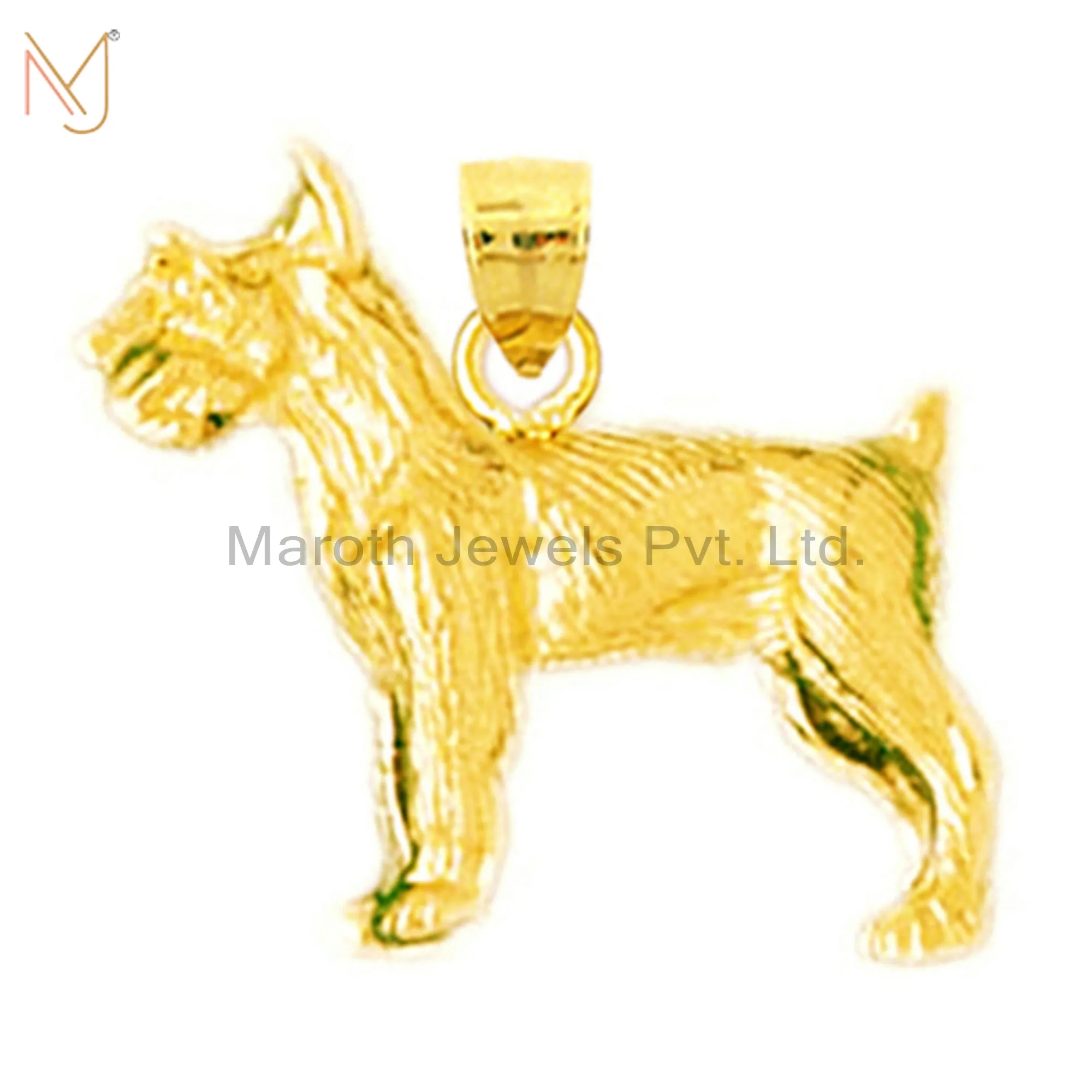 Wholesale 925 Silver Yellow Gold Vermeil Terrier Charm Pendant Jewelry