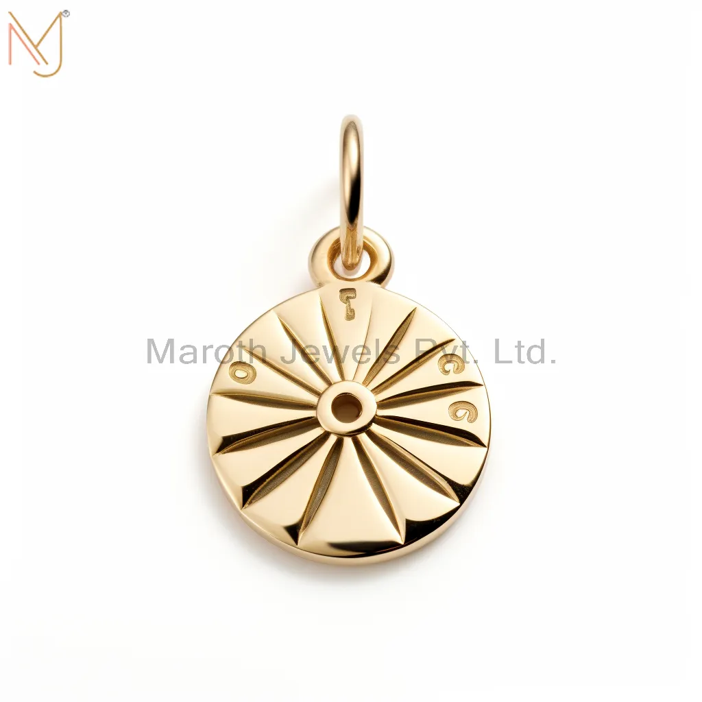 925 Sterling Silver Yellow Gold Plated Sundial Shell Charm Pendant Custom Jewelry