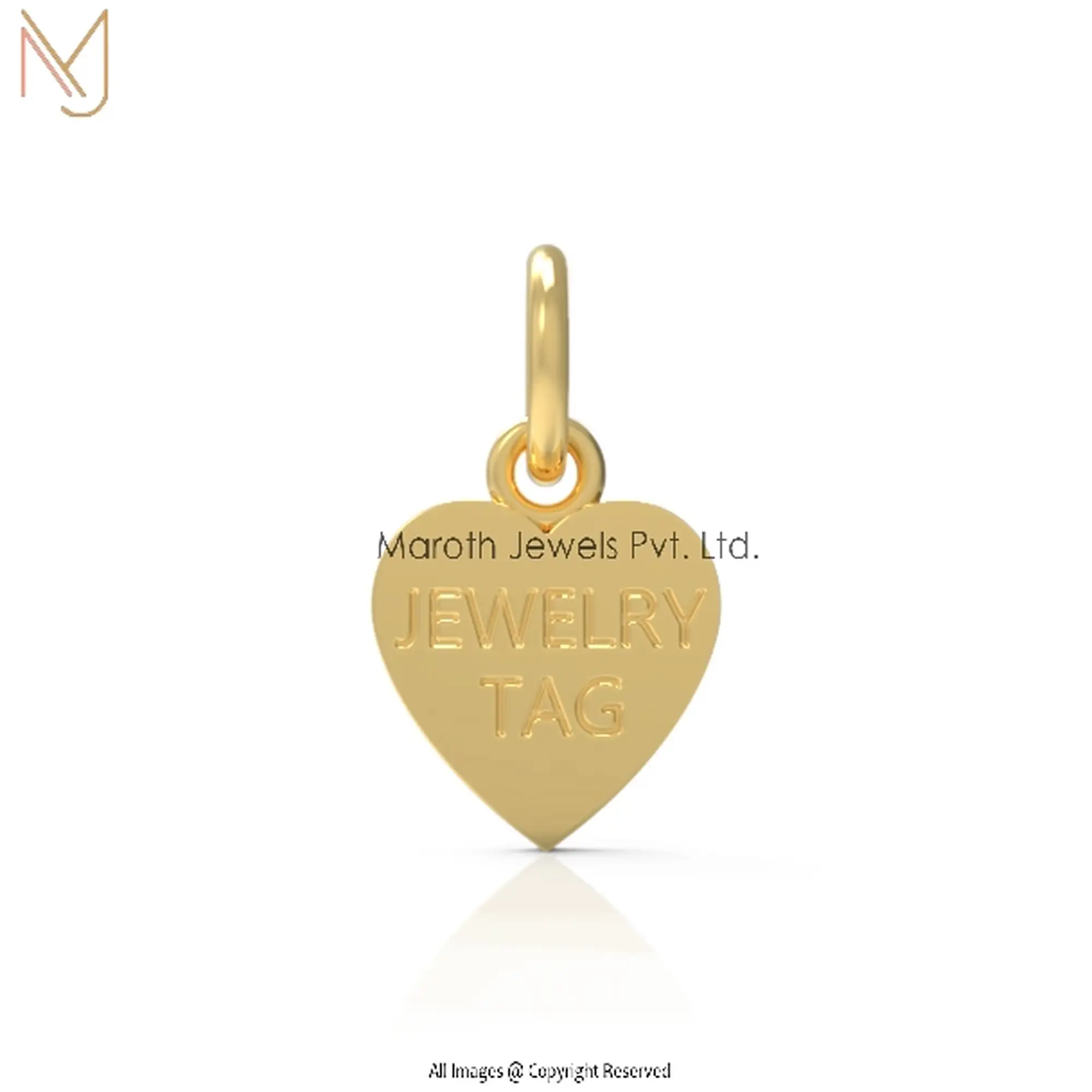 925 Silver Yellow Gold Plated Heart TAG Pendant Manufacturer