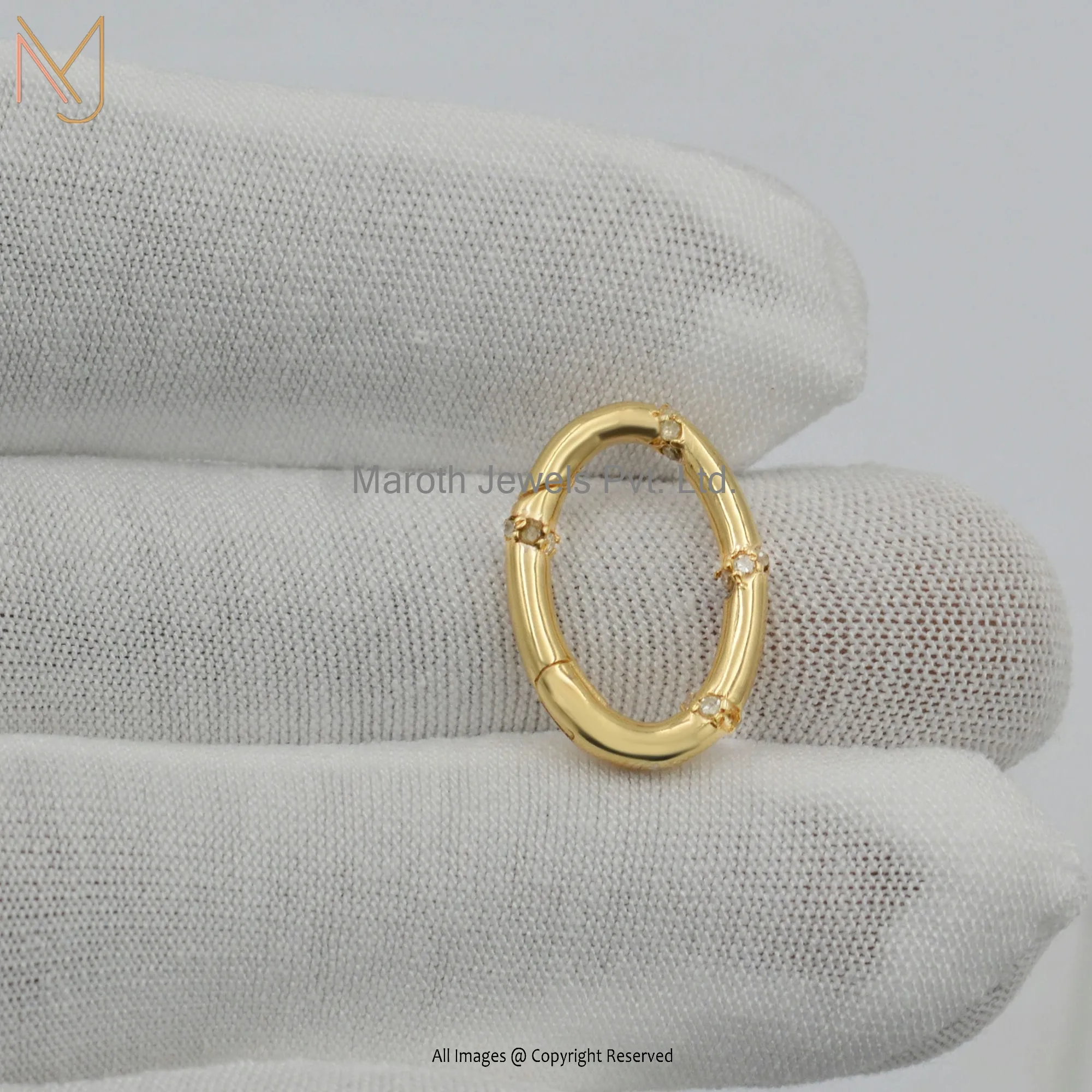 Wholesale 925 Silver Yellow Gold Diamond Oval Enhancer