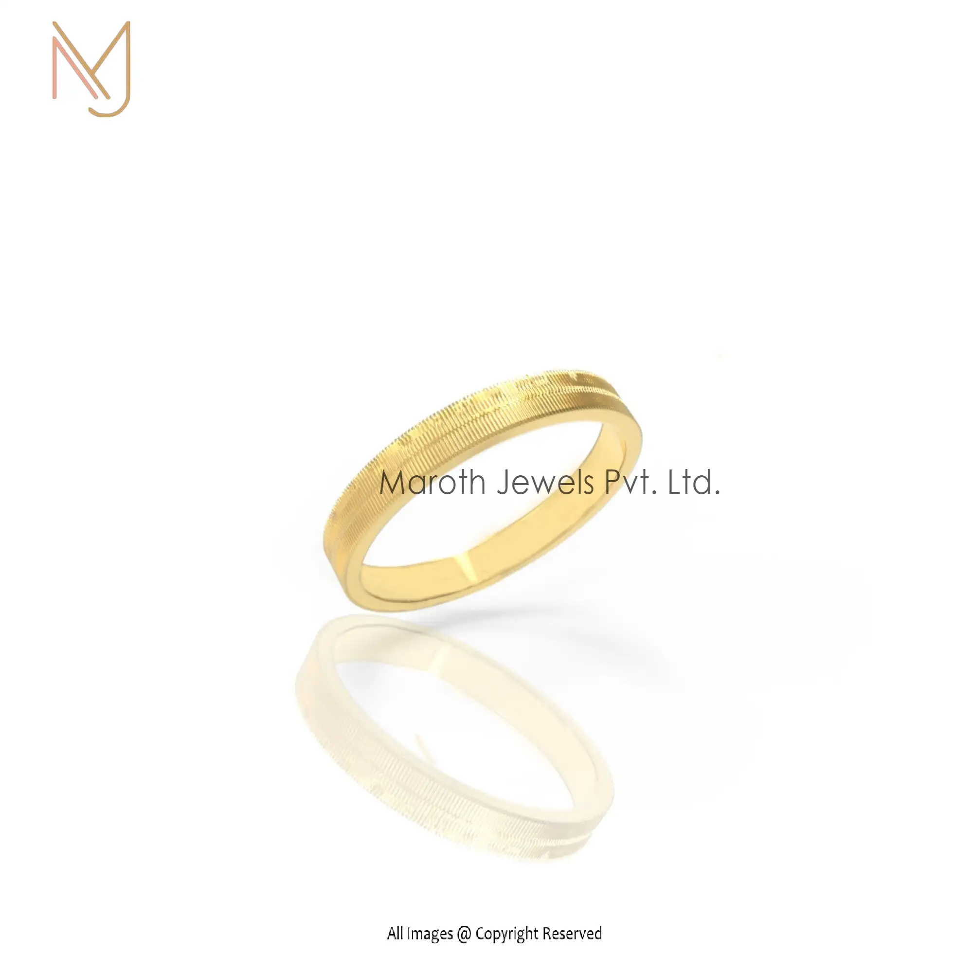 14K Solid Yellow Gold Band Ring Jewelry Manufacturer