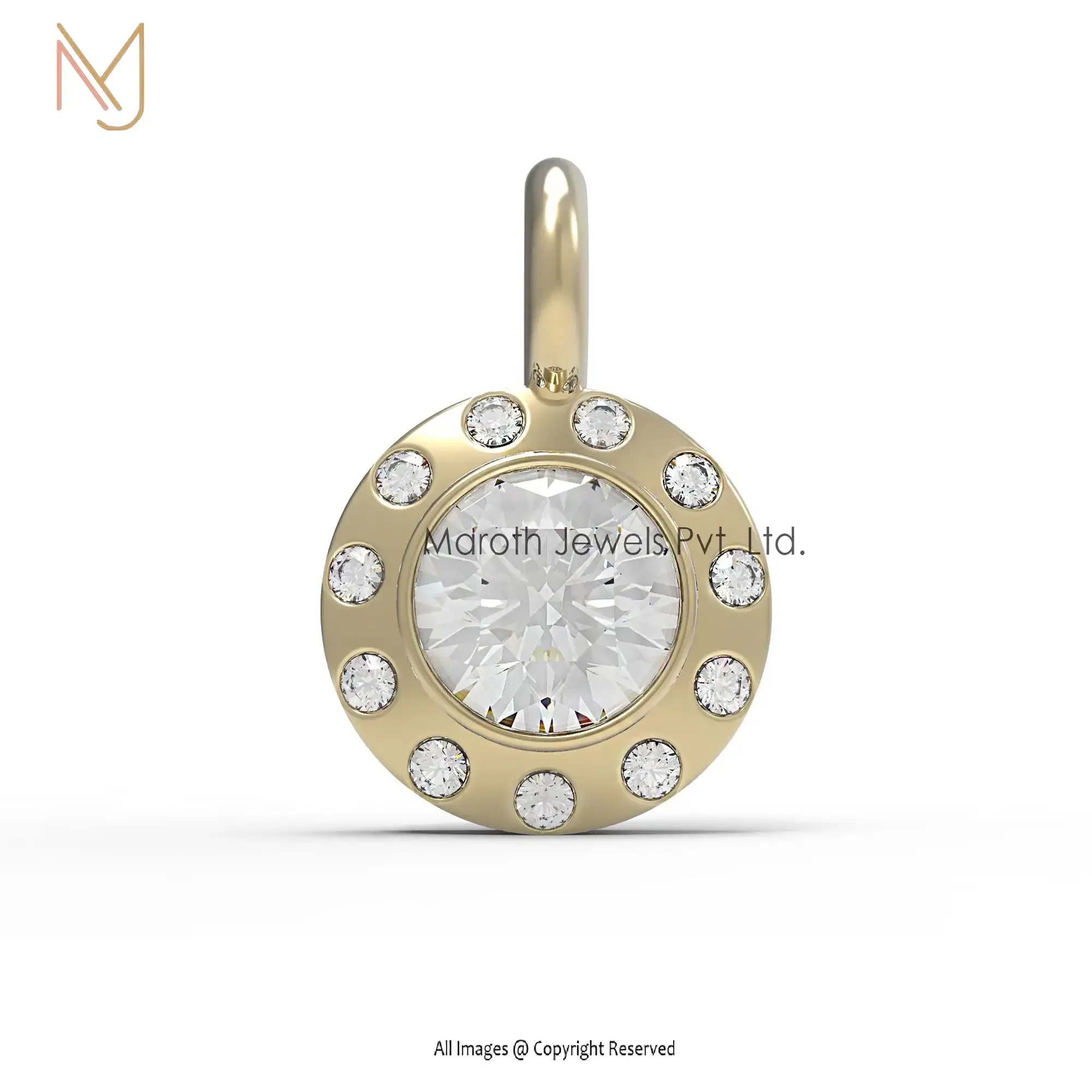 925 Silver Yellow Gold Plated Cubic Zircon Pendant Jewelry Manufacturer